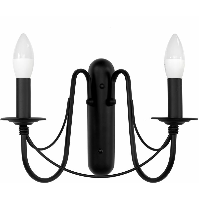 foto del prodotto toolight applique da parete app646 2w classico nero candela 2 punti luce e14 34x25cm