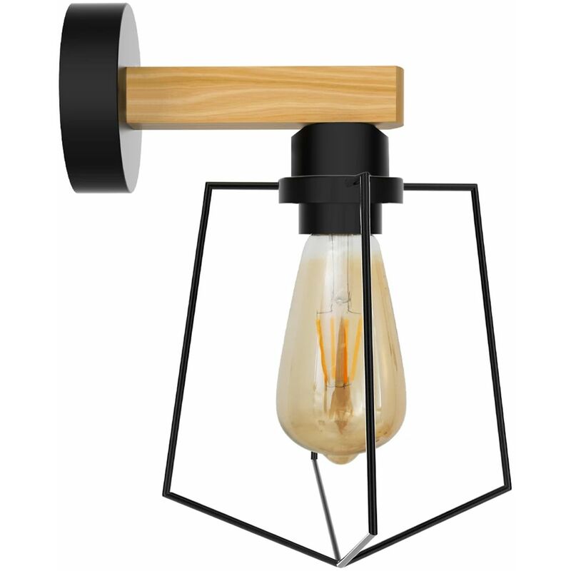 foto del prodotto toolight applique da parete app978 1w nero 1 punti luce e27 16x15,5x17cm