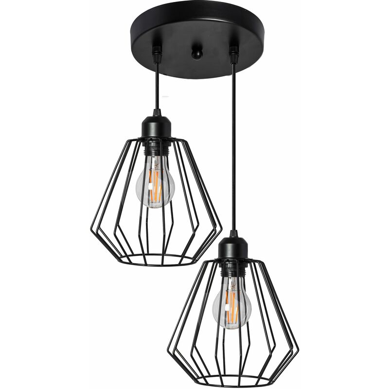 foto del prodotto toolight lampada a sospensione 392196 metallo loft nero 2 punti luce e27