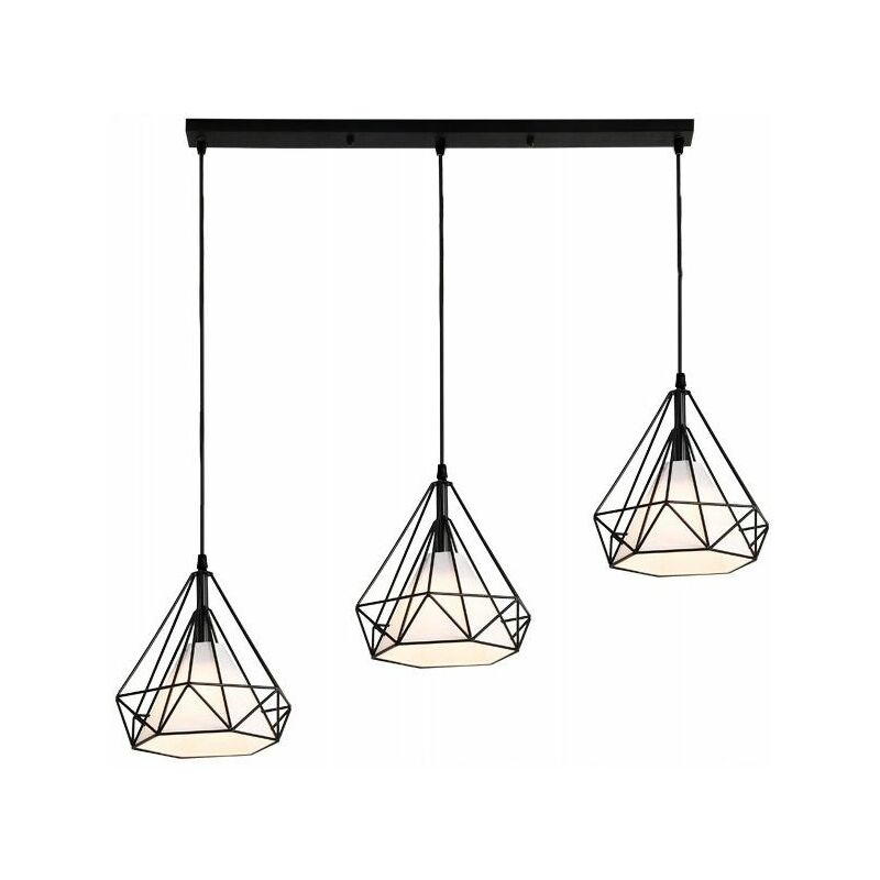 foto del prodotto toolight lampada a sospensione app012 3cp bello loft diamante 3 punti luce e27 60x24,5x28,5 118,5cm regolabile