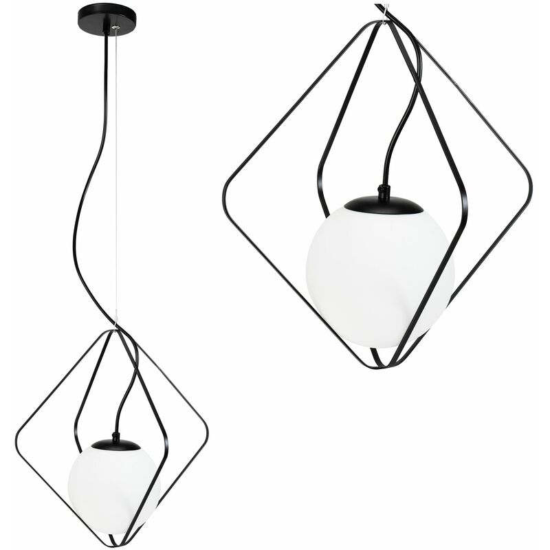 foto del prodotto toolight lampada a sospensione app1018 1cp nero 1 punti luce e27 34x34cm regolabile