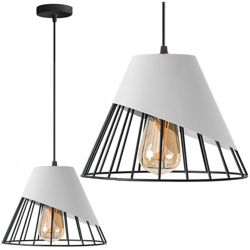 foto del prodotto toolight lampada a sospensione app228 1cp metallo bianco 1 punti luce e27 25x25x20 110cm regolabile