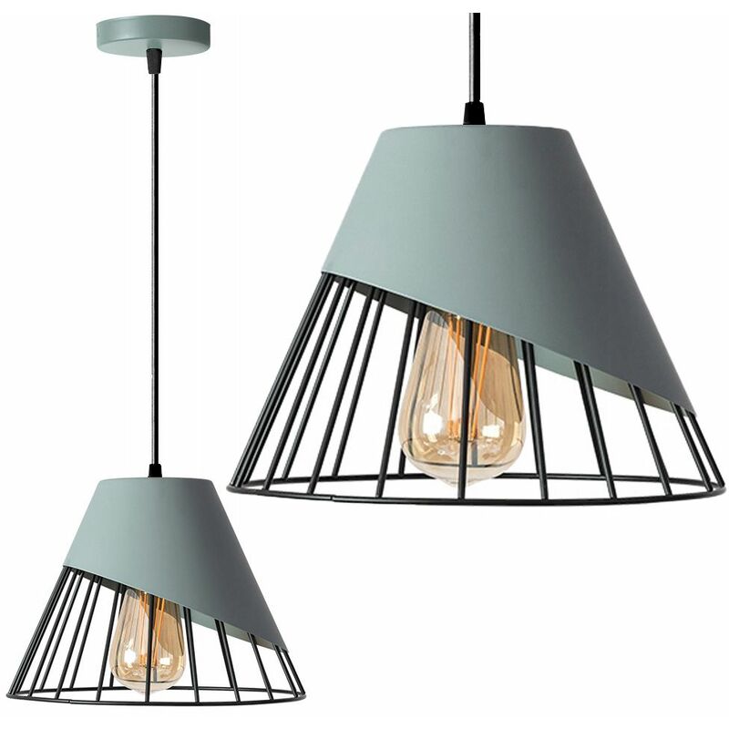 foto del prodotto toolight lampada a sospensione app229 1cp metallo grigio 1 punti luce e27 25x25x20 110cm regolabile