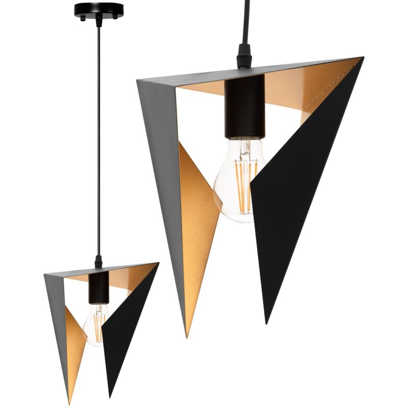 foto del prodotto toolight lampada a sospensione app253 1cp geometrico triangolo nero 1 punti luce e27 17,5x17,5x25cm regolabile