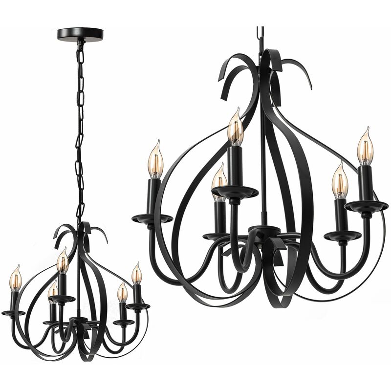 foto del prodotto toolight lampada a sospensione app255 5c candeliere candele 5 punti luce e14
