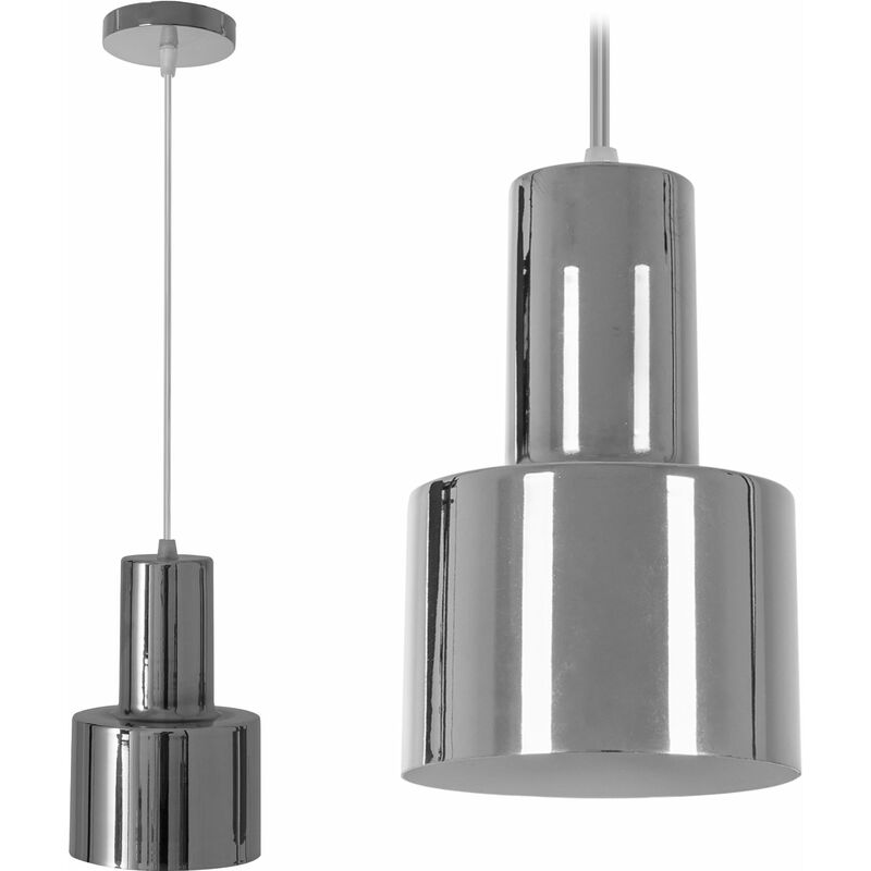 foto del prodotto toolight lampada a sospensione app285 1 cromo tondo 1 punti luce e27 12,5x12,5x21,5cm regolabile