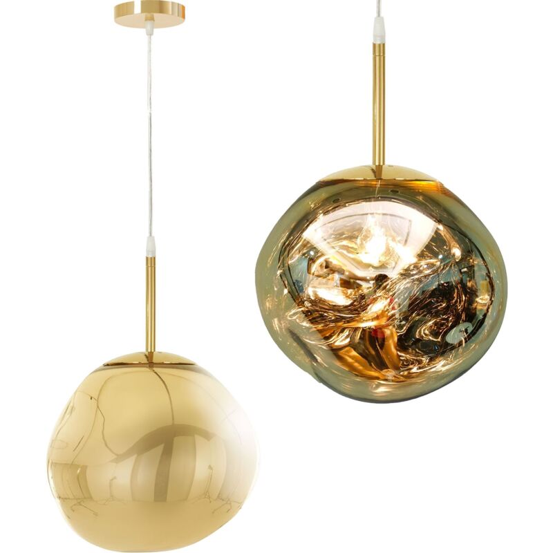 foto del prodotto toolight lampada a sospensione app331 1cp pensile di vetro oro 1 punti luce e27 28x28x30 110cm regolabile