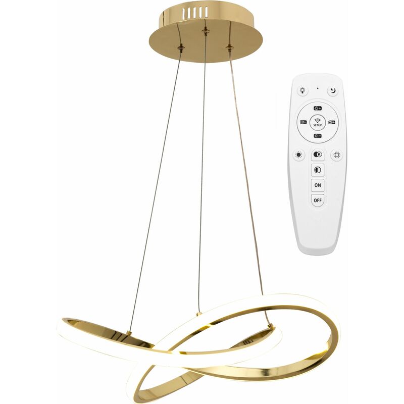 foto del prodotto toolight lampada a sospensione app390 cp moderno squillo oro led telecomando 1 punti luce 40w 44,5x44,5x9cm regolabile