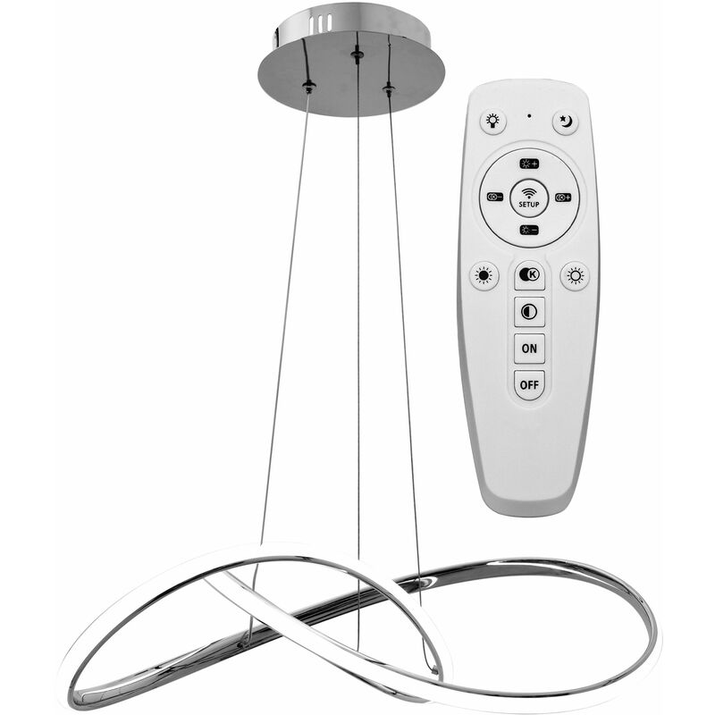 foto del prodotto toolight lampada a sospensione app393 cp moderno squillo cromo led telecomando 1 punti luce 40w 55x55x14,5cm regolabile
