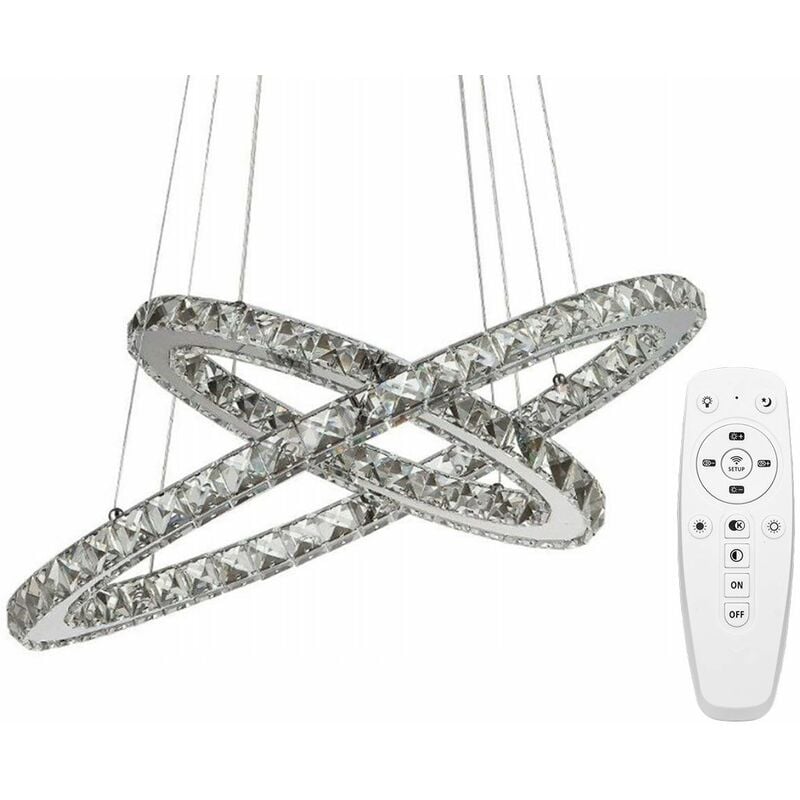 foto del prodotto toolight lampada a sospensione app418 cp cristallo squillo led telecomando 2 punti luce 50x50cm regolabile