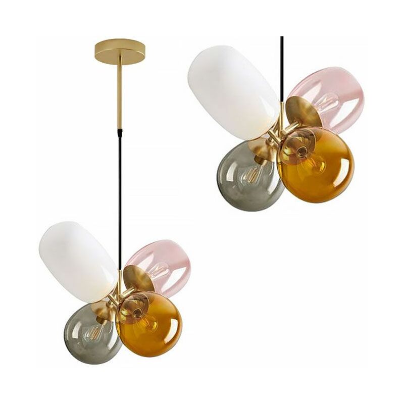 foto del prodotto toolight lampada a sospensione app436 4c vetro multicolore 4 punti luce e14