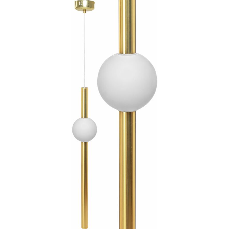 foto del prodotto toolight lampada a sospensione app475 cp lungo bianco oro led 1 punti luce 12w 10x10x59 119cm regolabile