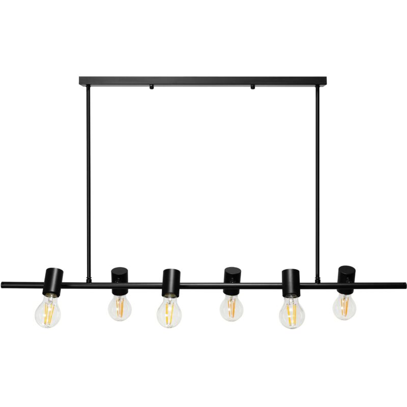 foto del prodotto toolight lampada a sospensione app480 6cp metallo industriale nero 6 punti luce e27 100x74cm