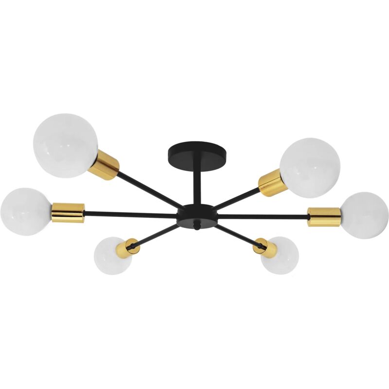 foto del prodotto toolight lampada a sospensione app501 6c spider 6 nero oro 6 punti luce e27 69x69x15,5cm