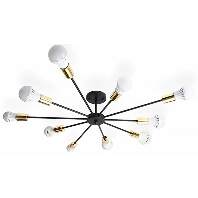 foto del prodotto toolight lampada a sospensione app503 10c spider 10 nero oro 10 punti luce e27 75x75x15,5cm