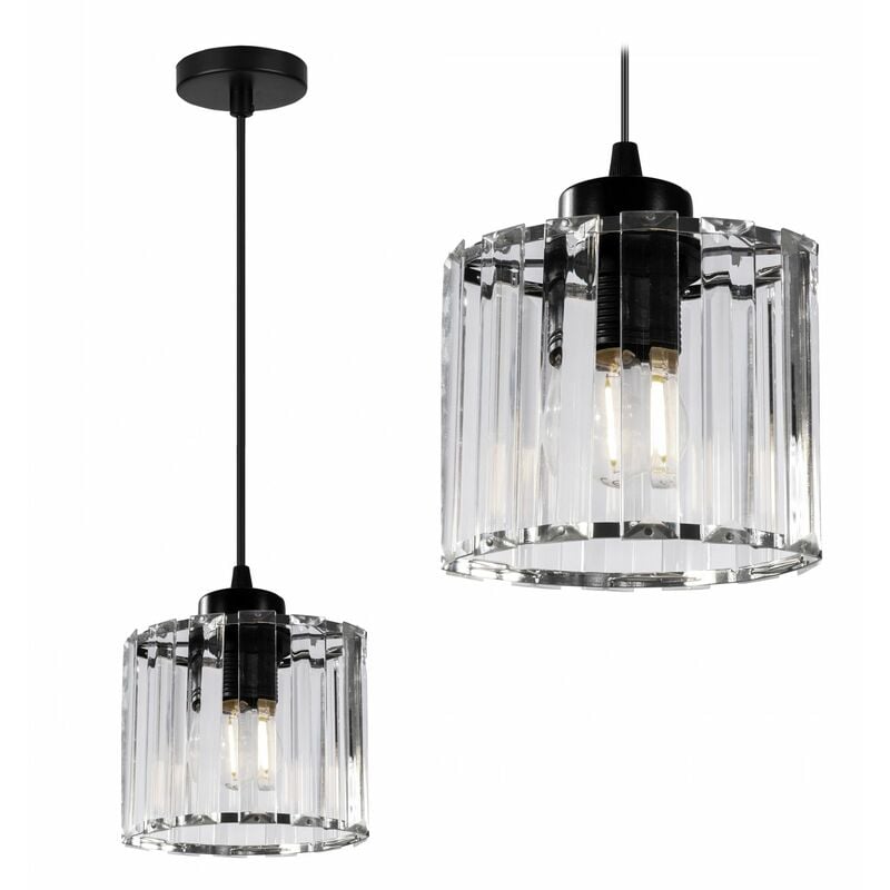 foto del prodotto toolight lampada a sospensione app511 1cp cristallo nero 1 punti luce e27 13x13x12 102cm regolabile