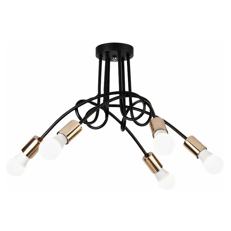 foto del prodotto toolight lampada a sospensione app518 5c paradise 5 nero oro 5 punti luce e27 70x70x40cm