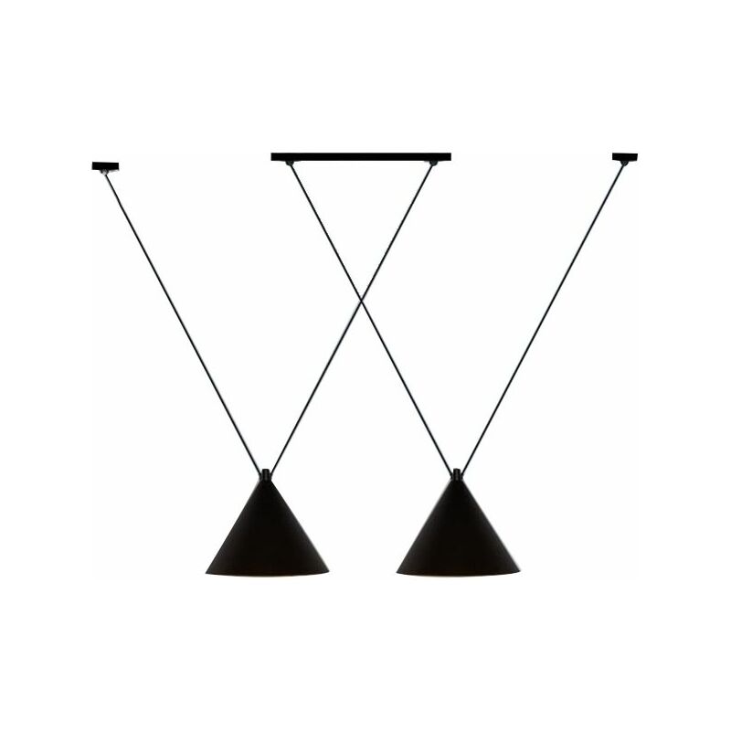 foto del prodotto toolight lampada a sospensione app548 2cp loft nero campana 2 punti luce e27 18x18cm