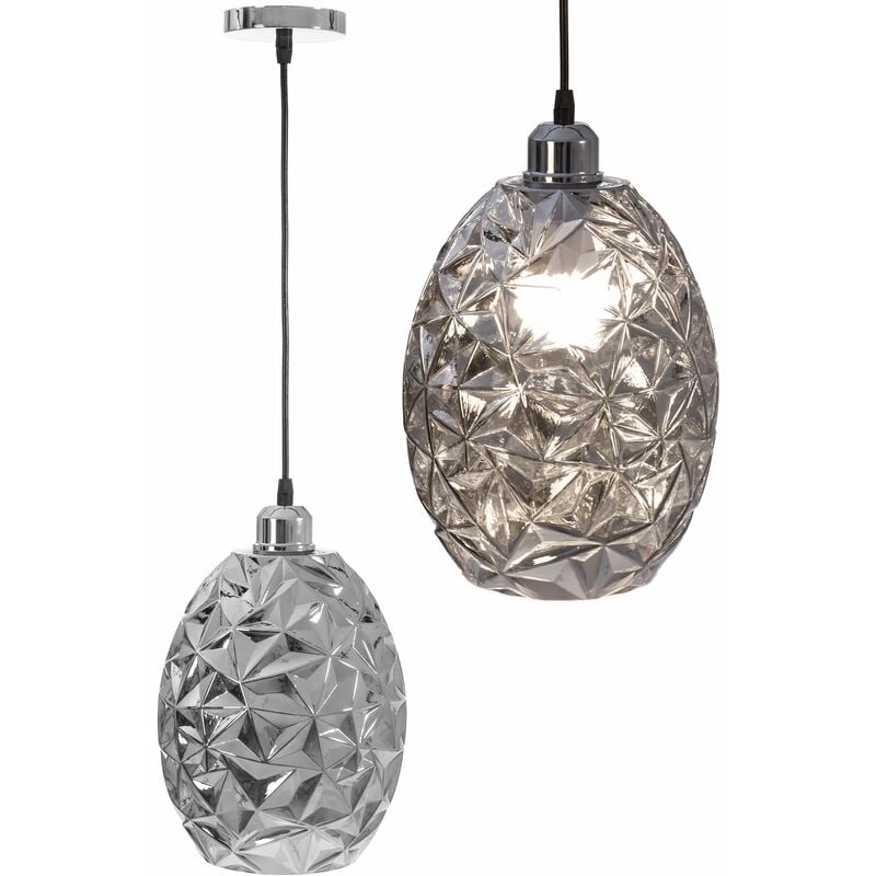 foto del prodotto toolight lampada a sospensione app564 1cp cromo 1 punti luce e27 20x20x30 90cm regolabile
