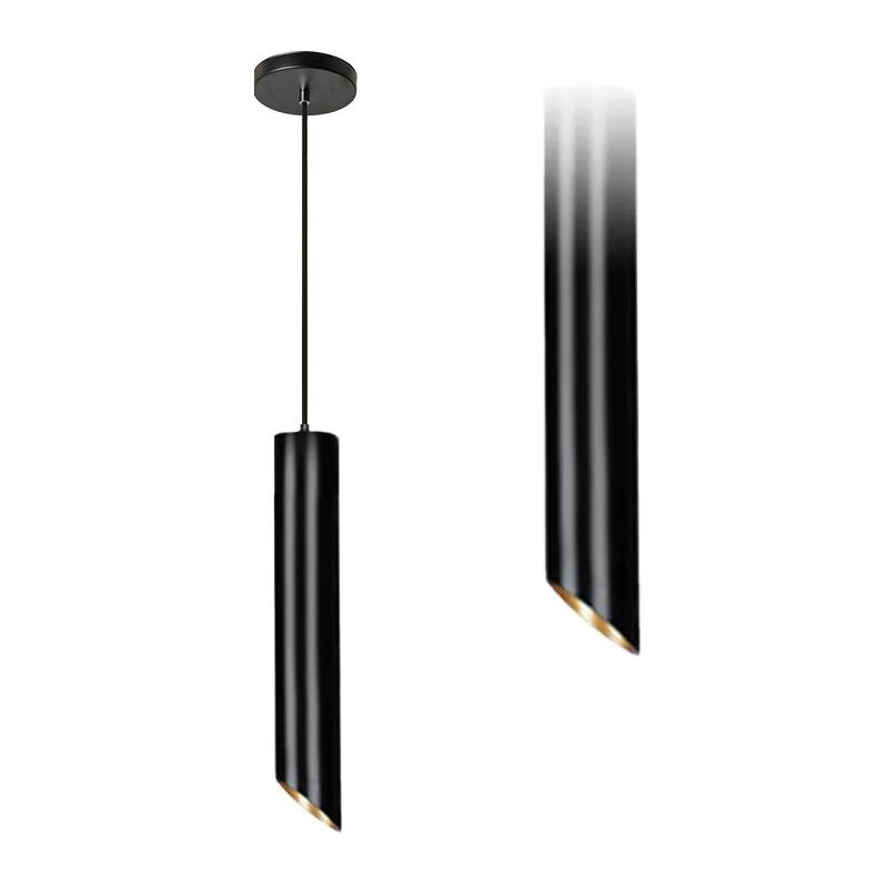 foto del prodotto toolight lampada a sospensione app573 1cp moderno nero oro 20cm tubo 1 punti luce gu 10 6x6x20 100cm regolabile