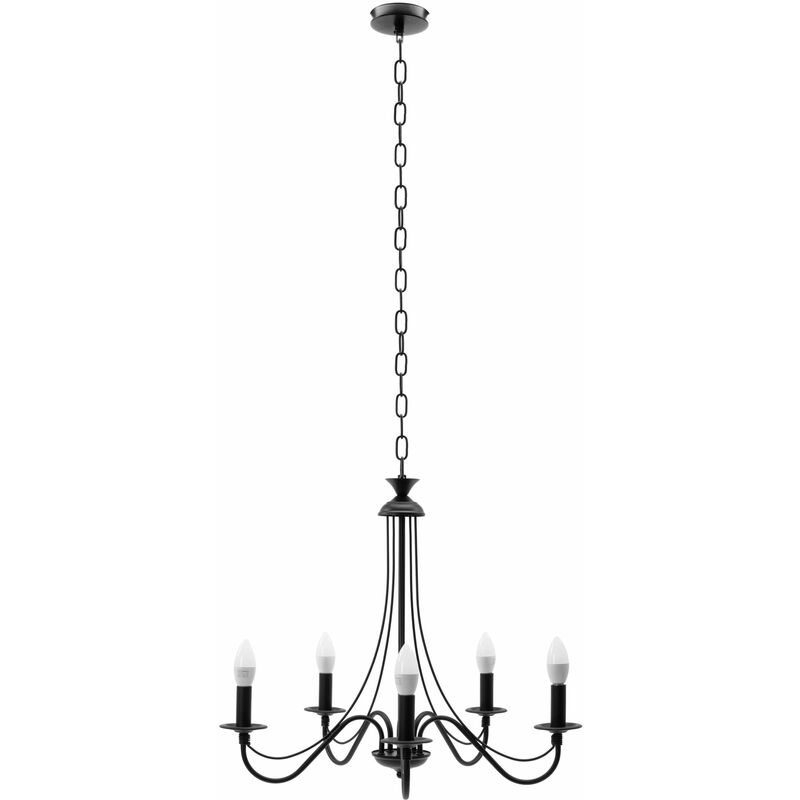 foto del prodotto toolight lampada a sospensione app647 5cp rustico nero 5 punti luce e14 60x60x50 110cm regolabile