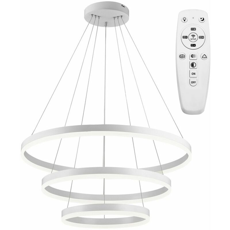 foto del prodotto toolight lampada a sospensione app657 vegas 20 40 60 led telecomando cerchi 3 punti luce 60x60x50 100cm regolabile