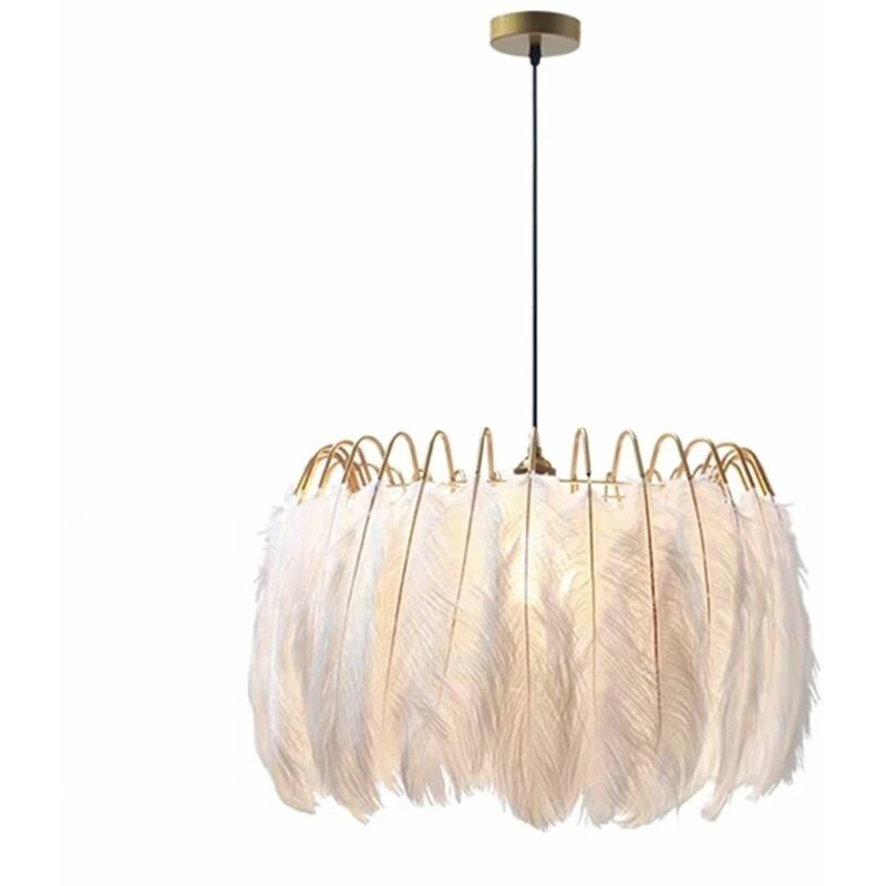 foto del prodotto toolight lampada a sospensione app662 piume sfera bianca oro 1 punti luce e14 43x43x30 120cm regolabile