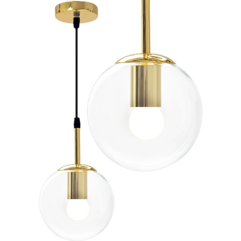 foto del prodotto toolight lampada a sospensione app686 1cp vetro sfera oro 1 punti luce e27