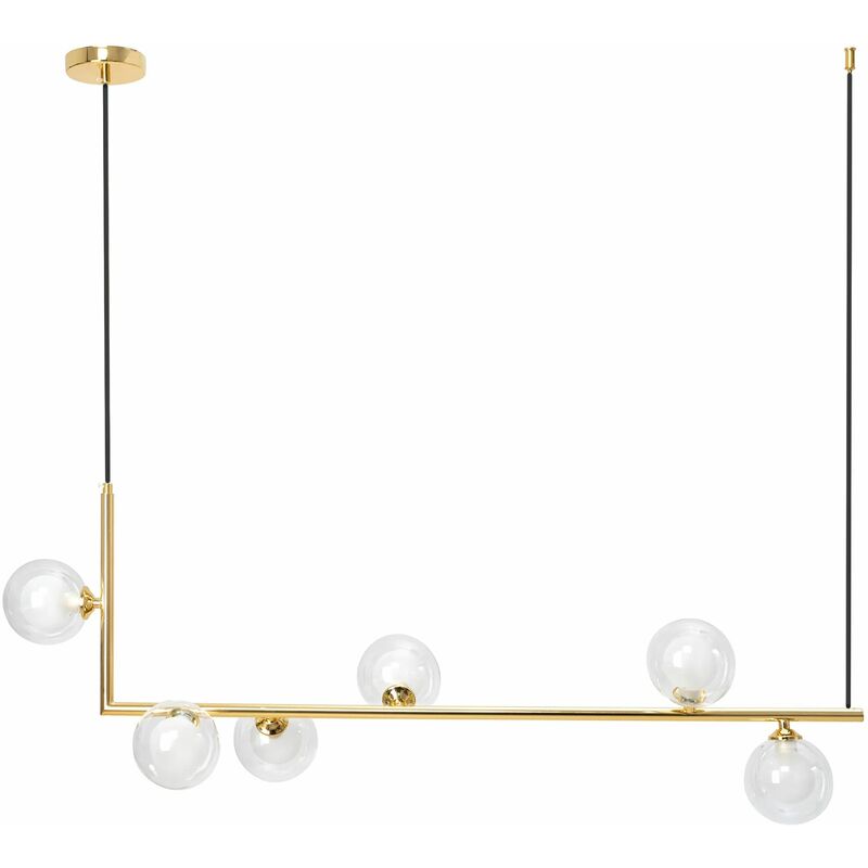 foto del prodotto toolight lampada a sospensione app690 6cp vetro sfera oro 6 punti luce g9 9,5x90x36 100cm regolabile