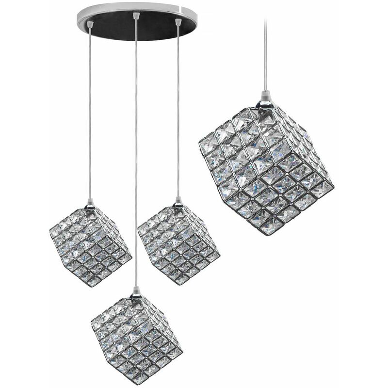 foto del prodotto toolight lampada a sospensione app722 3cp glamour cubo cromo 3 punti luce g9