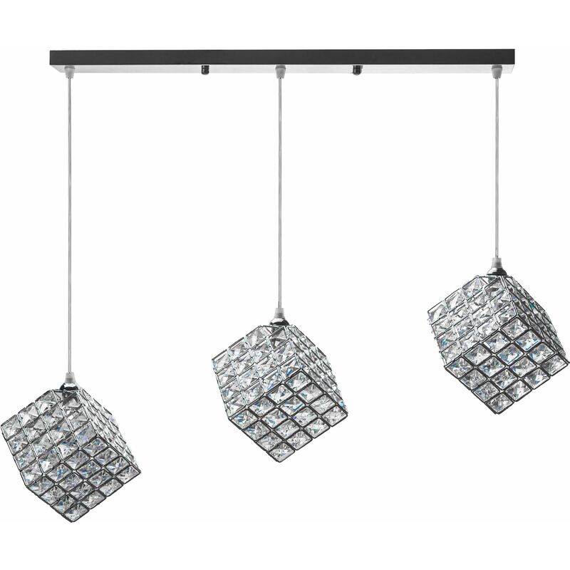 foto del prodotto toolight lampada a sospensione app723 3cp glamour cubo cromo 3 punti luce g9