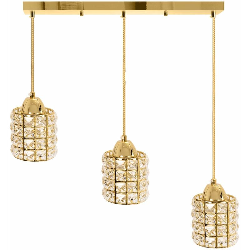 foto del prodotto toolight lampada a sospensione app725 3cp cristallo oro 3 punti luce e27 9,5x50x90cm