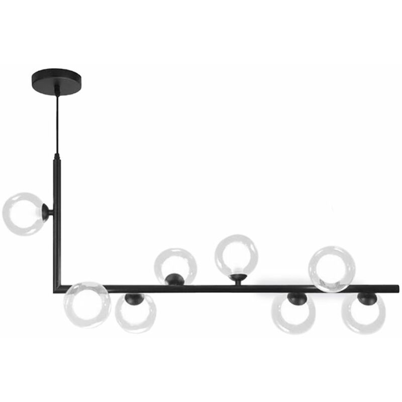 foto del prodotto toolight lampada a sospensione app754 8cp metallo industriale vetro nero 8 punti luce g9 9,5x120x36 100cm regolabile