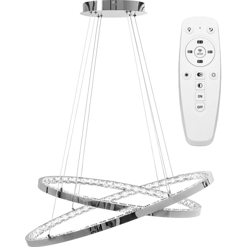 foto del prodotto toolight lampada a sospensione app771 3cp cristallo led telecomando 2 punti luce 70x70x50 100cm regolabile