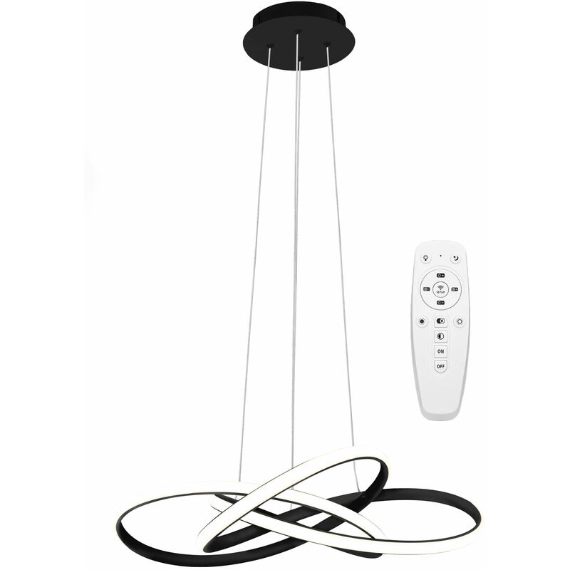 foto del prodotto toolight lampada a sospensione app814 cp moderno node nero led telecomando 1 punti luce 70 w 60x60x13cm regolabile