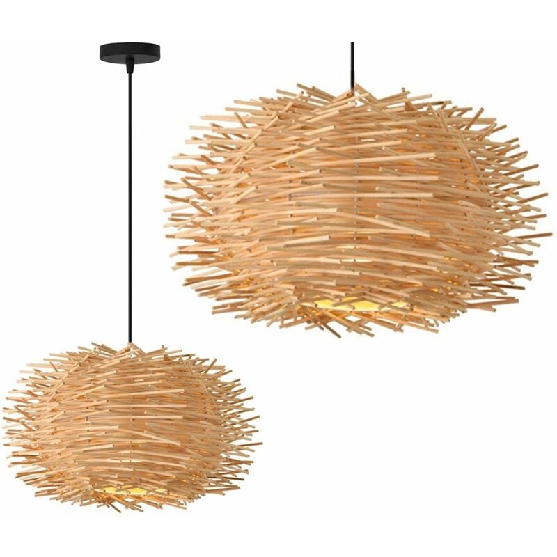 foto del prodotto toolight lampada a sospensione app884 1cp naturale 1 punti luce e27 38x38x20 110cm regolabile