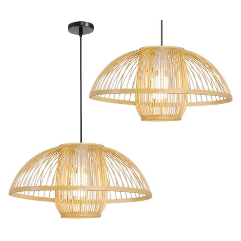 foto del prodotto toolight lampada a sospensione app887 1cp naturale tondo 1 punti luce e27 35x35x22 112cm regolabile