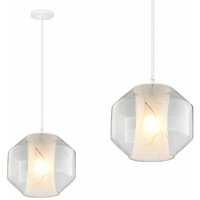 foto del prodotto toolight lampada a sospensione app908 1cp bianco marmo 1 punti luce e27 22x22x15cm