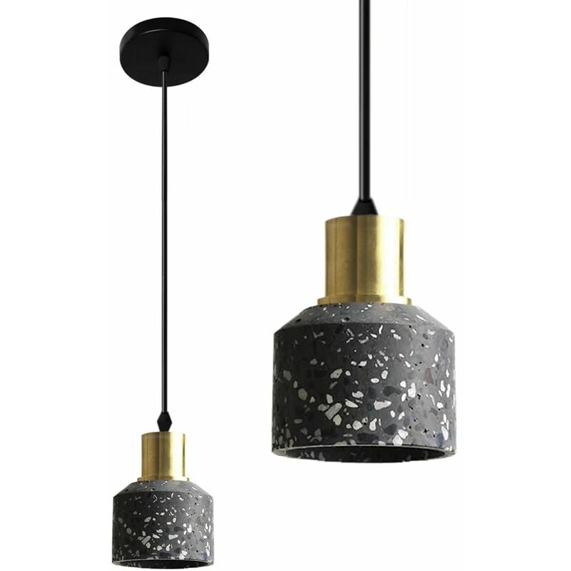 foto del prodotto toolight lampada a sospensione app930 1cp lastri calcestruzzo nero tondo 1 punti luce e27 10x10x14,5 104,5cm regolabile