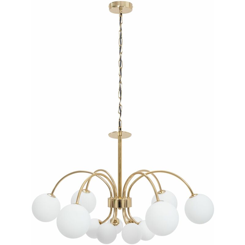 foto del prodotto toolight lampada a sospensione app962 12cp glamour oro 12 punti luce e27 75x75x50 108cm