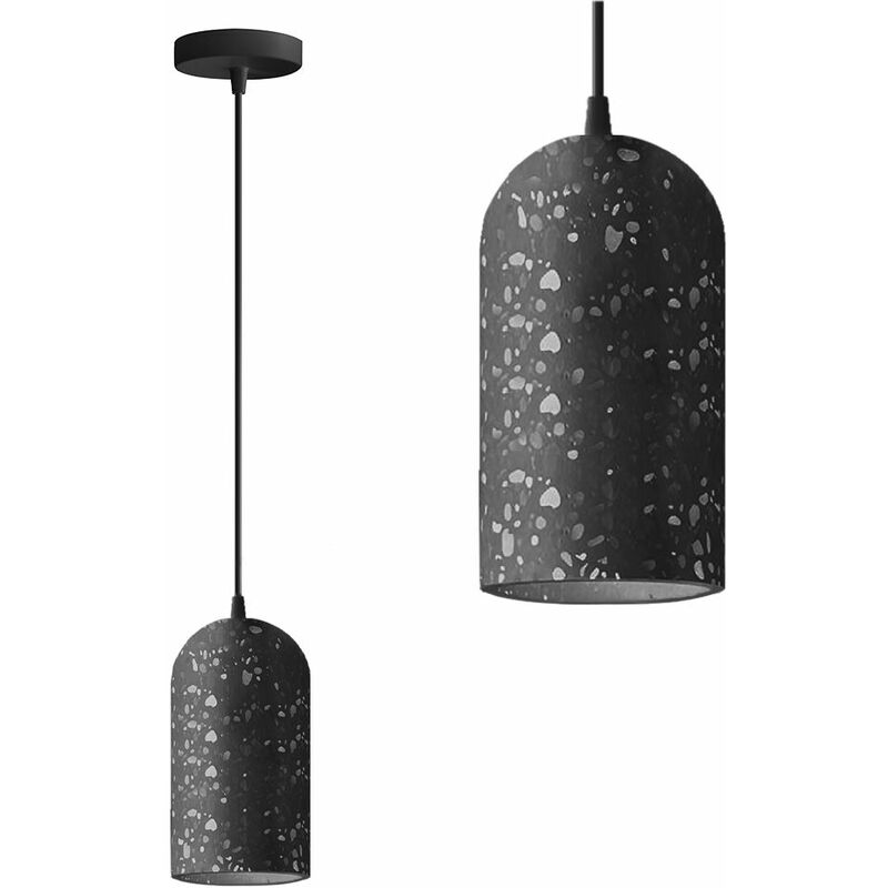 foto del prodotto toolight lampada a sospensione app997 1cp calcestruzzo nero campana 1 punti luce e27 9,5x935x17,5 102,5cm regolabile