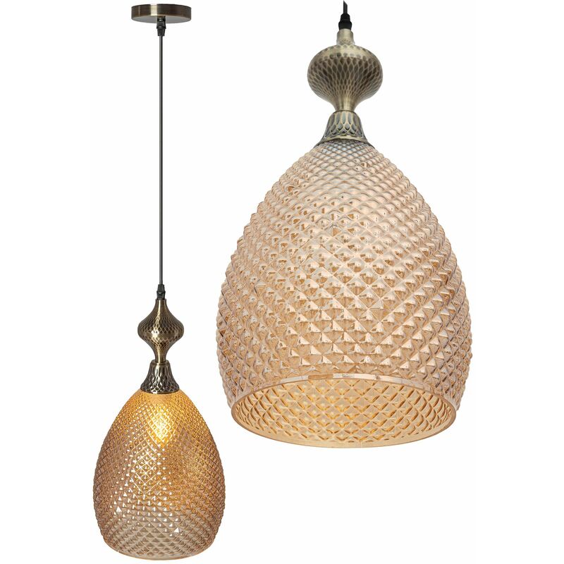 foto del prodotto toolight lampada a sospensione di vetro amber app432 1cp e27