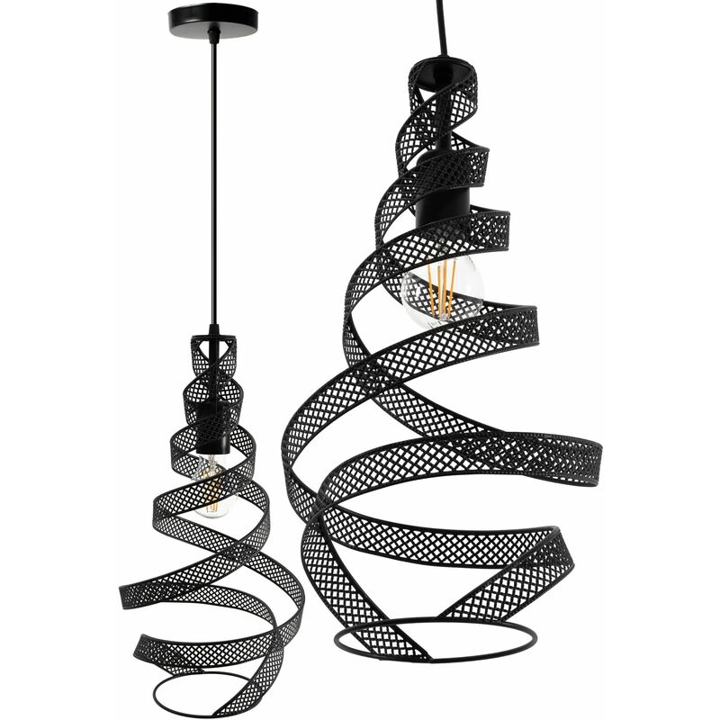 foto del prodotto toolight lampada a sospensione lh2063 loft nero rete 1 punti luce e27 23x23x41 105cm regolabile