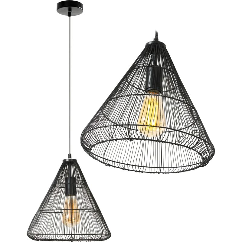 foto del prodotto toolight lampada a sospensione lh2065 loft nero cono 1 punti luce e27 30x30x28 118cm regolabile