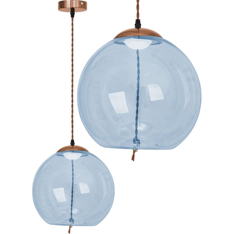 foto del prodotto toolight lampada led da soffitto pensile di vetro blu app445 cp