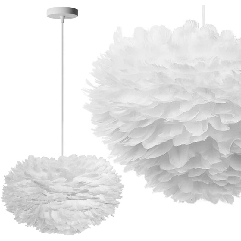 foto del prodotto toolight lampada pensile di piume bianco app335 3cp