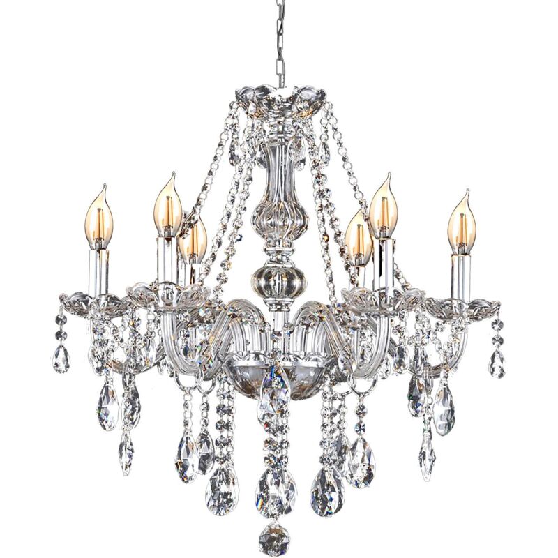 foto del prodotto toolight lampadario 392183 cristallo cromo 6 punti luce e14 67,5x67,5x62cm