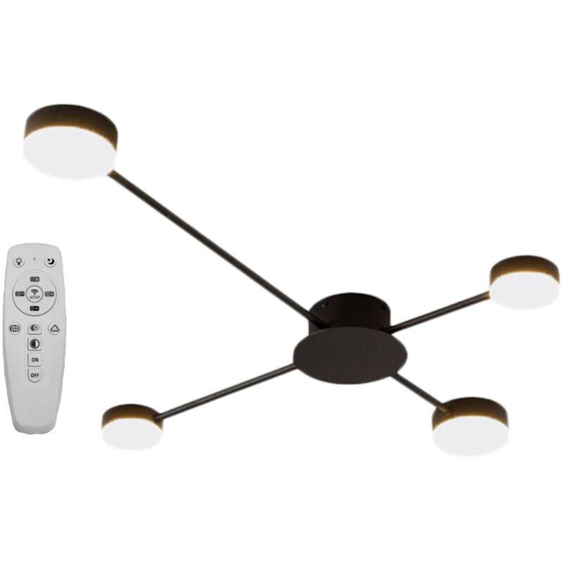 foto del prodotto toolight plafoniera app519 4c 4 braccio nero led 4 punti luce 110x66,5x10cm