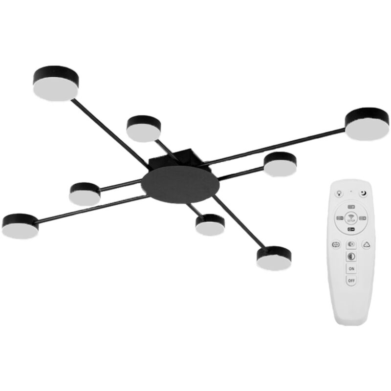 foto del prodotto toolight plafoniera app523 8c moderno 8 braccio nero led 8 punti luce 105x105cm