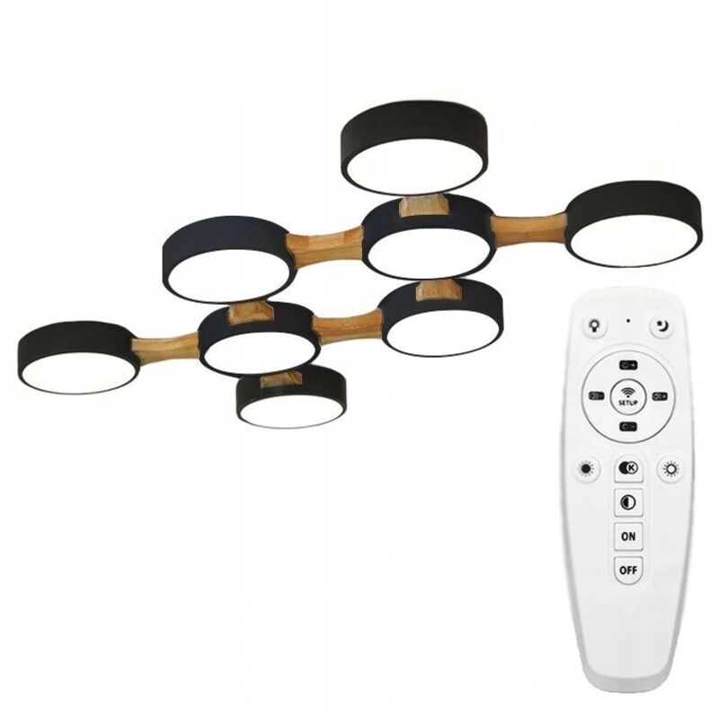 foto del prodotto toolight plafoniera app525 8c nero led telecomando 8 punti luce 55x95cm